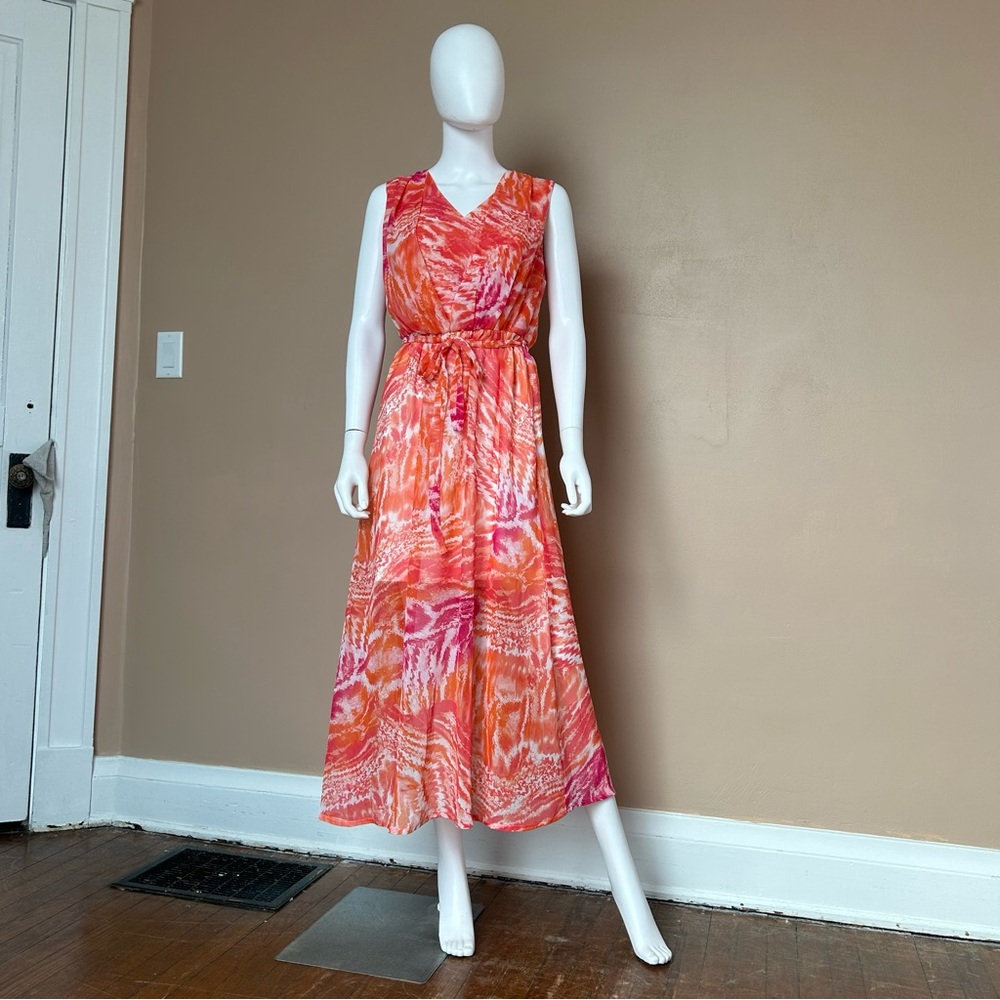 Calvin Klein Orange and Red Sleeveless Maxi Sundress